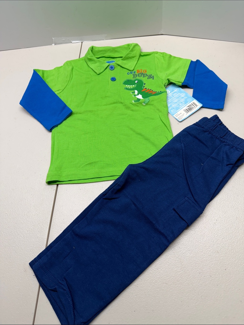 Bon Bebe Green & Blue Dino Polo Set